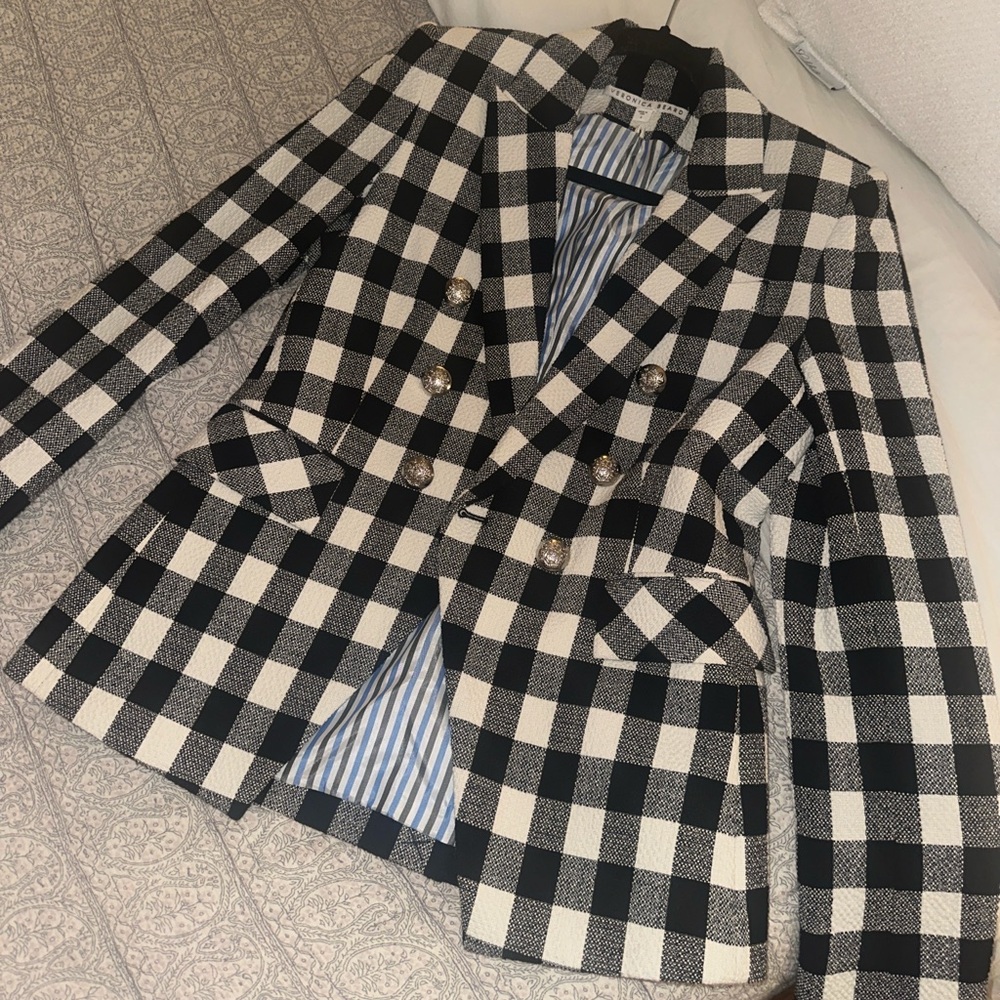 Veronica Beard Miller Checker Dickey Blazer
